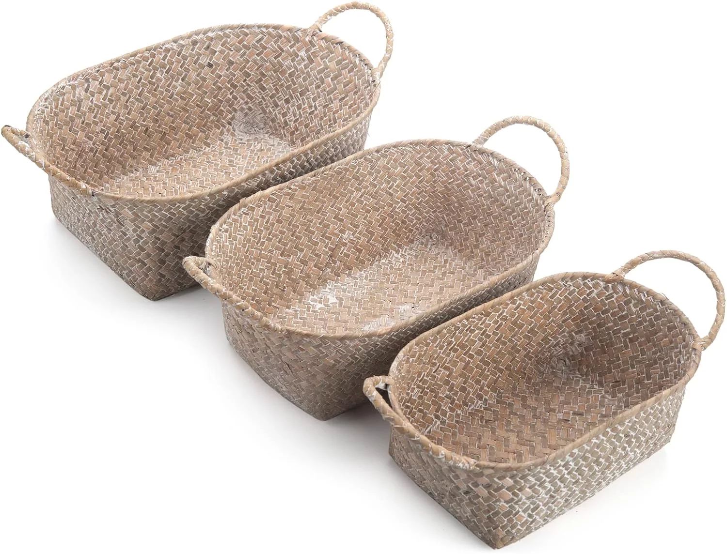PuliPuqi Seagrass Woven Baskets for Storage Natural Shelf Basket with Handle for Organizer Stacka... | Walmart (US)