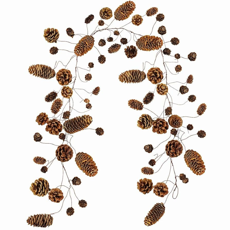 Supla 55" Long Rustic Assorted 78 Pcs Pine Cones Holiday Twig Garland Dried Natural Hanging Pinec... | Amazon (US)
