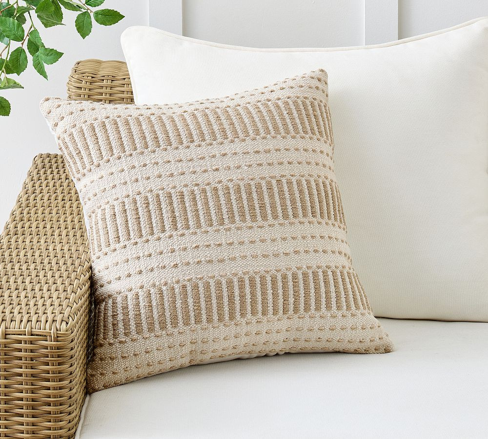 Harbor Textured Striped Outdoor Pillow | Pottery Barn (US)