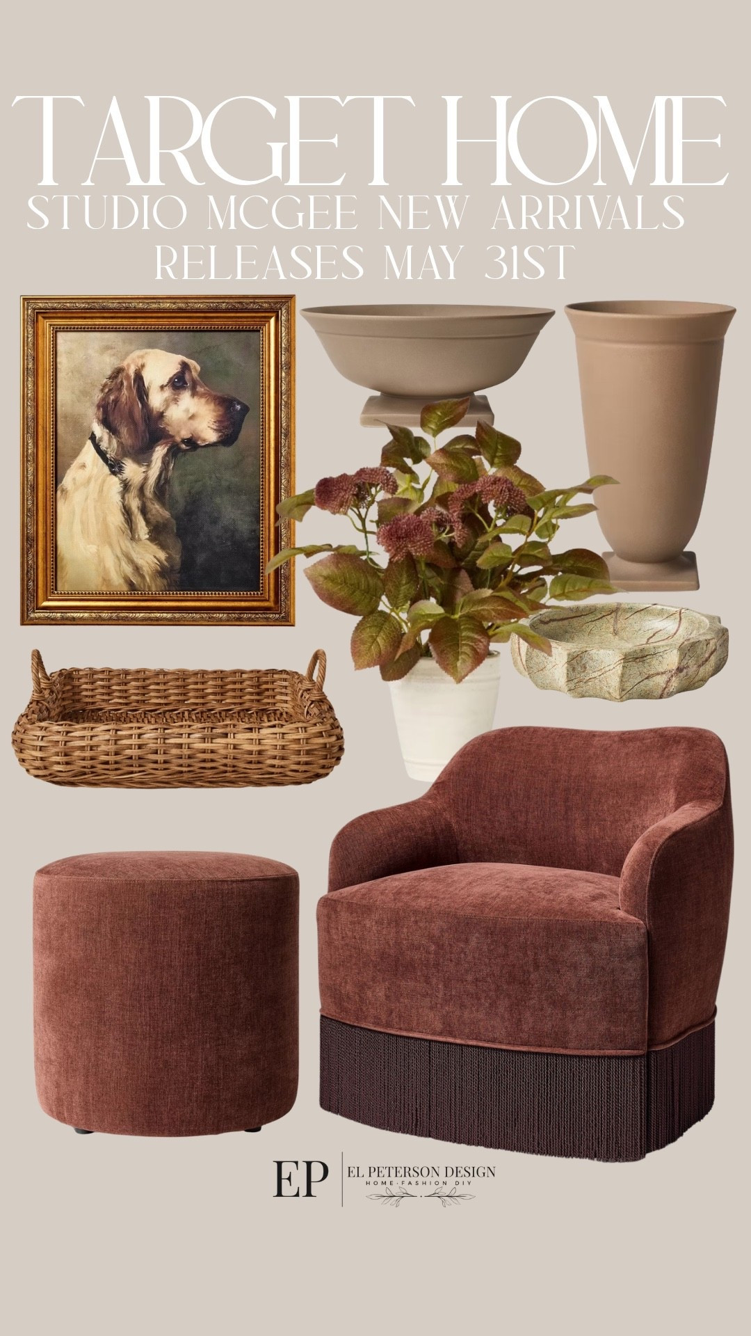 Target
New Release studio mcgee
Releases 5/31
Accent chair
Tray 
Artwork
Bowl
Potted plant
Planters

#LTKHome