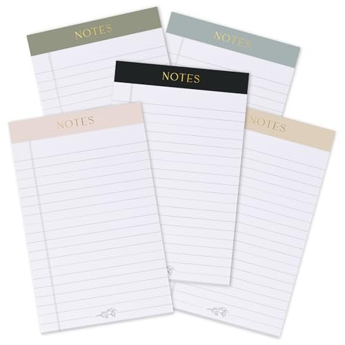 ZICOTO Aesthetic Note Pads Set Of 5 - Quality 5x8 inch Lined Legal Pads For Women Or Men - The Pe... | Amazon (US)
