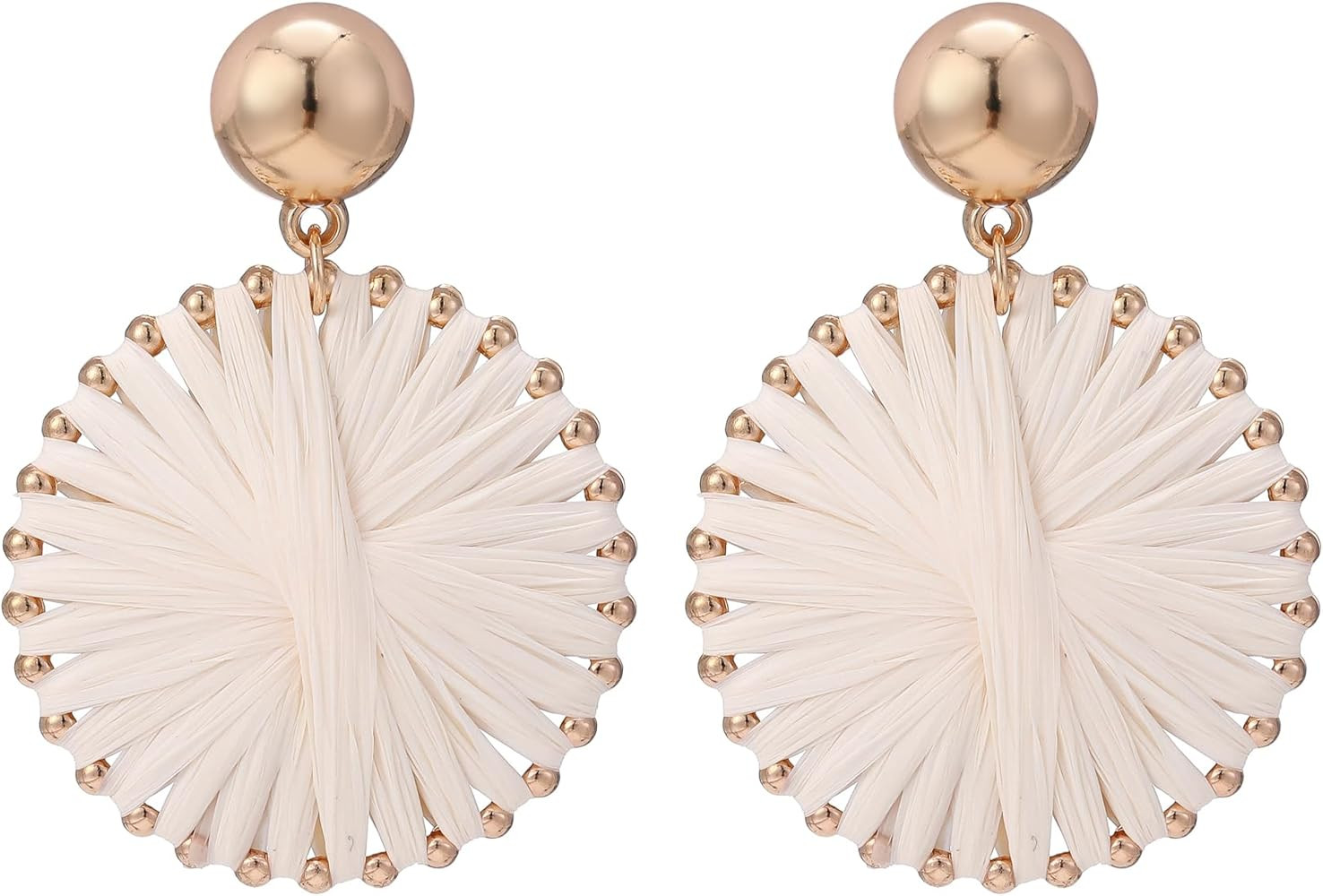 Viva Joya Boho Raffia-Style Dangle Earrings, Lightweight Handmade Woven Statement Jewelry for Wom... | Amazon (US)