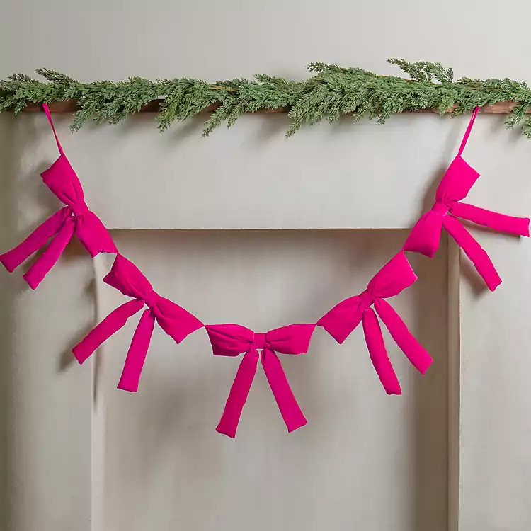 New! Pink Velvet Bow Banner | Kirklands