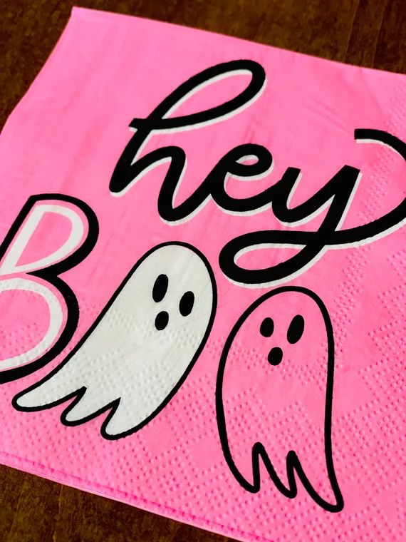 Hey Boo Beverage Napkins - Halloween Ghost Paper Napkins - Halloween Party Napkins - Kids Hallowe... | Etsy (US)