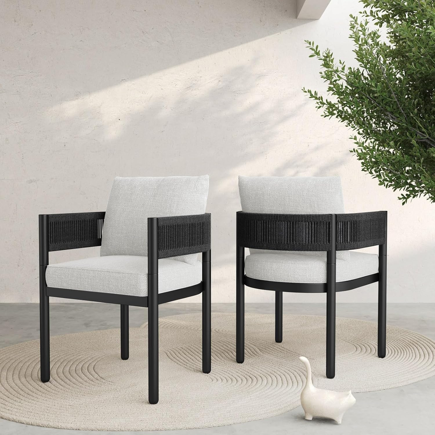 Amazon.com: Grand patio Outdoor Dining Chair Set of 2, 2 Pieces Patio Dining Chairs, Metal Woven ... | Amazon (US)