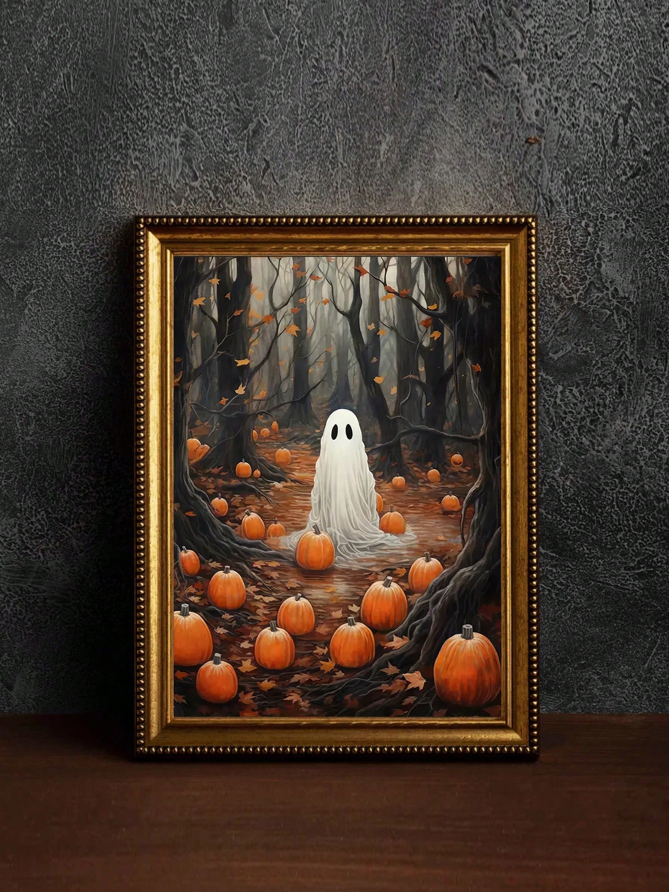 1pc Vintage Gothic Halloween Ghost & Pumpkin Canvas Art - Dark Academia Poster For Living Room, B... | SHEIN