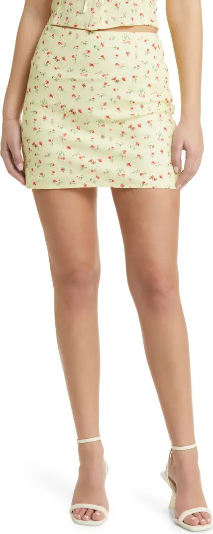WAYF Sunshine Floral Linen Blend Miniskirt | Nordstrom | Nordstrom
