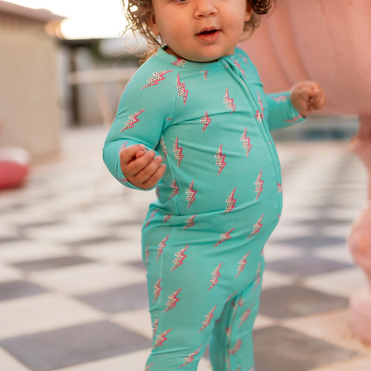 Infant Romper in Neon Bolts | Silks Design