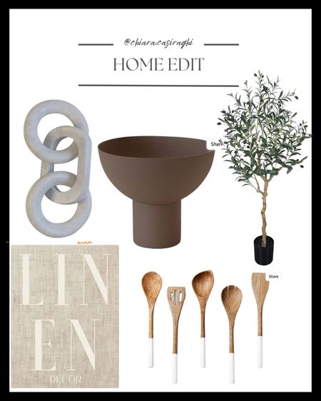 Amazon home edit, faux plant, decorative bowl, wooden kitchen utensils, chain decor, coffee table decor 

#LTKunder100 #LTKSeasonal #LTKhome