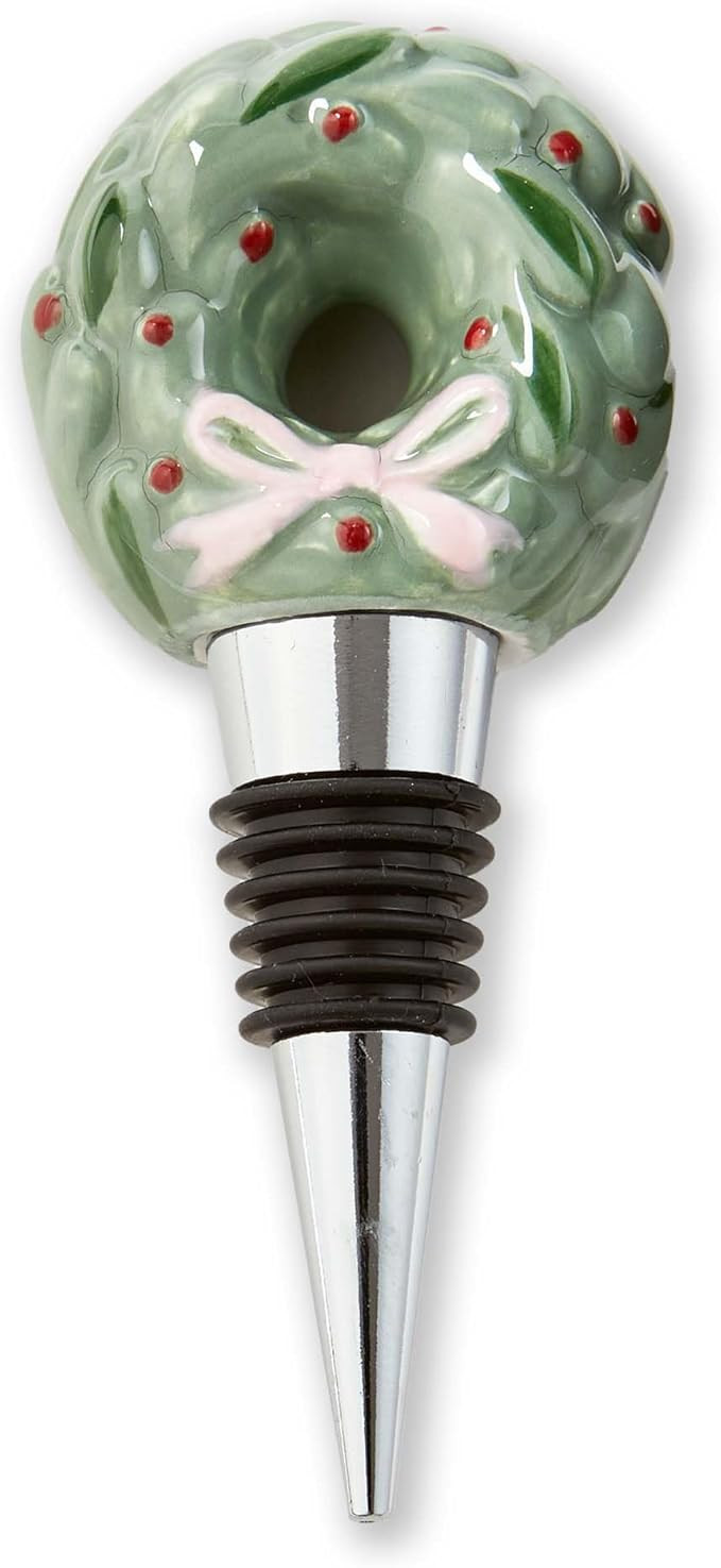 tag Very Merry Wreath Bottle Stopper Multicolor Ceramic Hand Wash Only 1.75 in l x 1 in w x 4 in ... | Amazon (US)