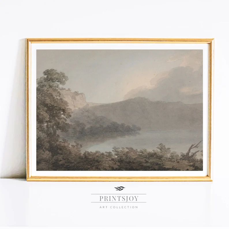 Lake View Landscape Art| Vintage Neutral Lake Printable Wall Art Printable|B3 | Etsy (US)