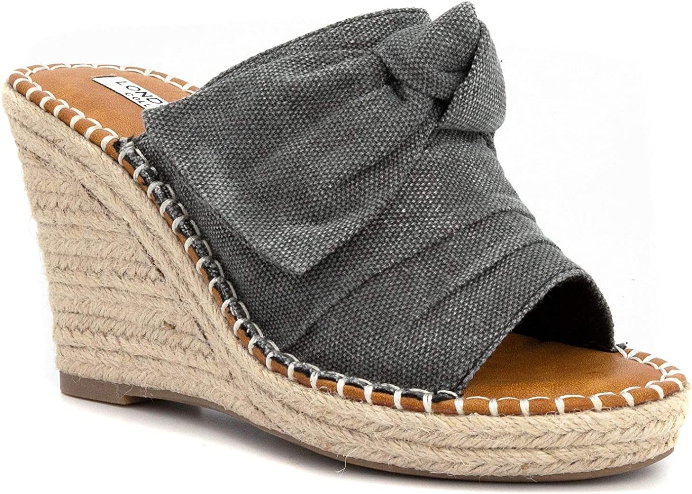 LONDON FOG Womens Heidi Espadrille Wedge Sandals with Knotty Bow Detail | Amazon (US)