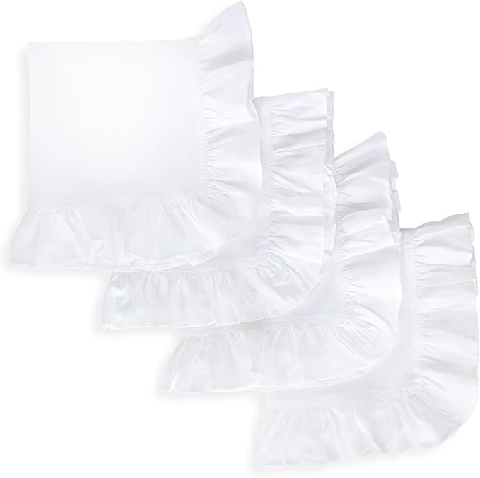 Solino Home Linen Ruffle Cloth Napkins Set of 4-100% Pure Linen White Dinner Napkins 20 x 20 Inch... | Amazon (US)
