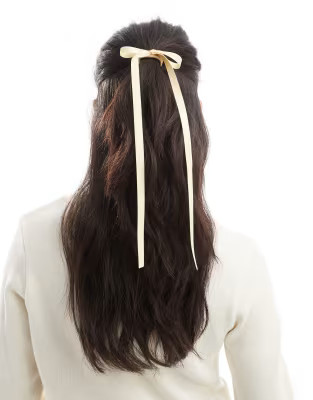 ASOS DESIGN hairband with skinny bow detail in lemon | ASOS (Global)
