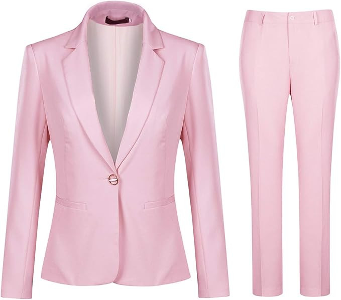 YUNCLOS Women's 2 Piece Office Work Suit Set One Button Blazer and Pants | Amazon (US)