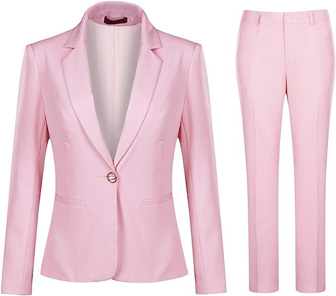 YUNCLOS Women's 2 Piece Office Work Suit Set One Button Blazer and Pants | Amazon (US)