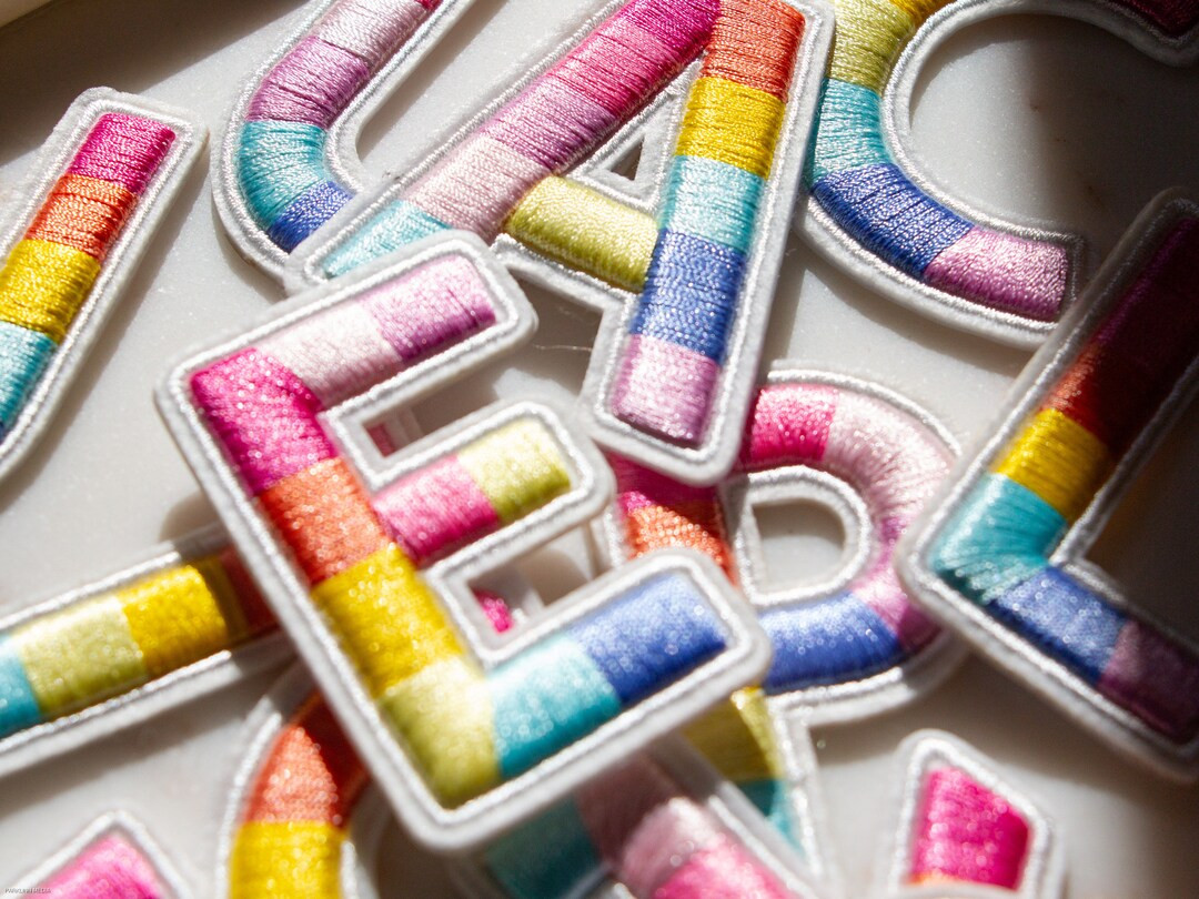 Rainbow Iron on Letter Patches 2.5 Inch Chenille Patch Letter, Embroidered Patches DIY Apparel Ma... | Etsy (US)