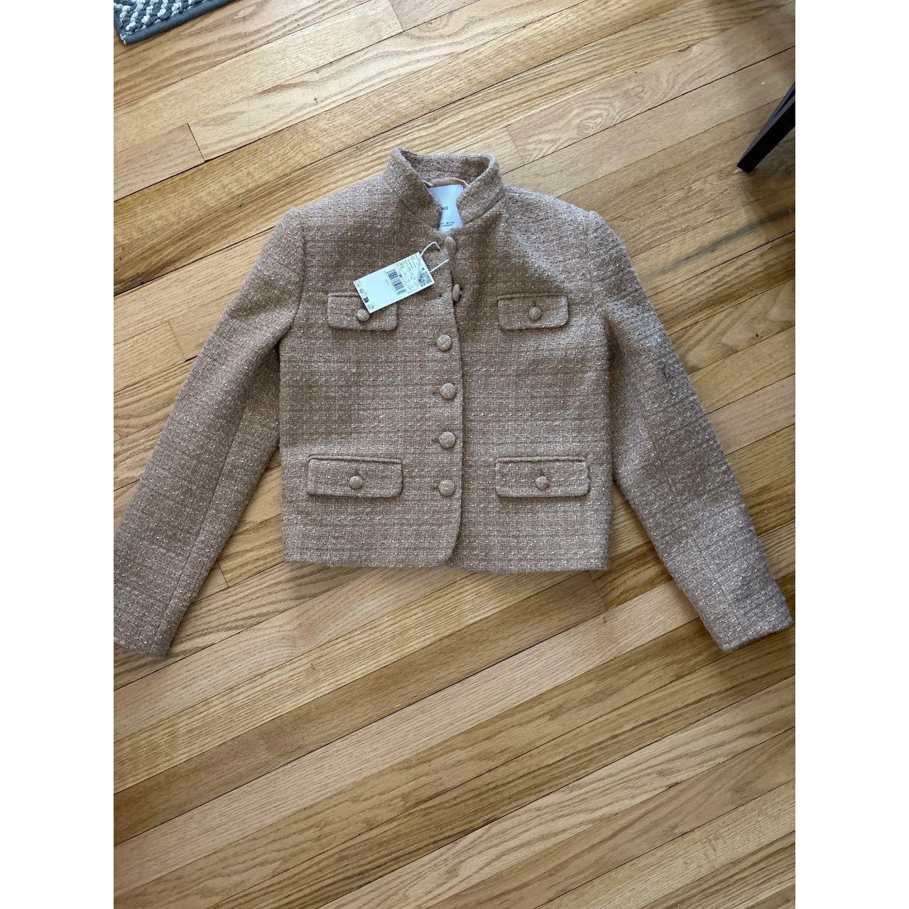 Mango Women's Cotton Jacket - Tan/Cream - XS | Depop US