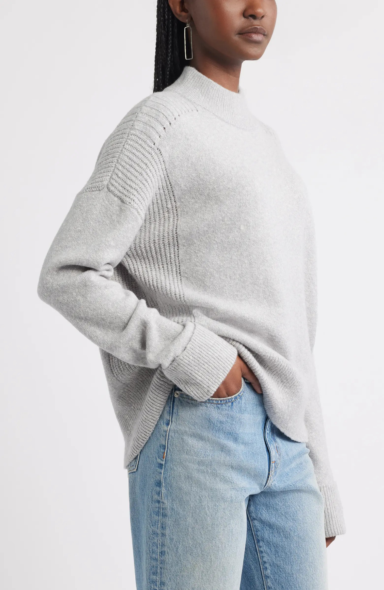 Rib Detail Mock Neck Sweater | Nordstrom