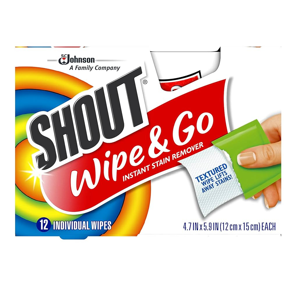 Shout Wipes Stain Remover for Clothes Laundry, Instant Stain Remover and Individually Wrapped, Tr... | Amazon (US)