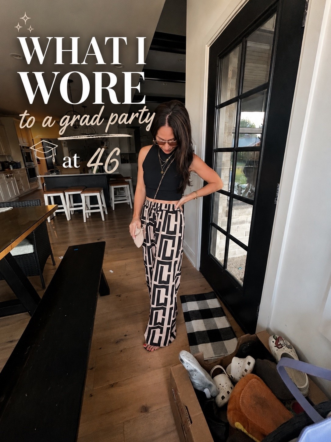 My grad party outfit. I love these pants so much I have them in 4 different patterns and colors. They are light and airy and work great for those days when you don’t have time to shave your legs in the summer.

#LTKootd #LTKOver40