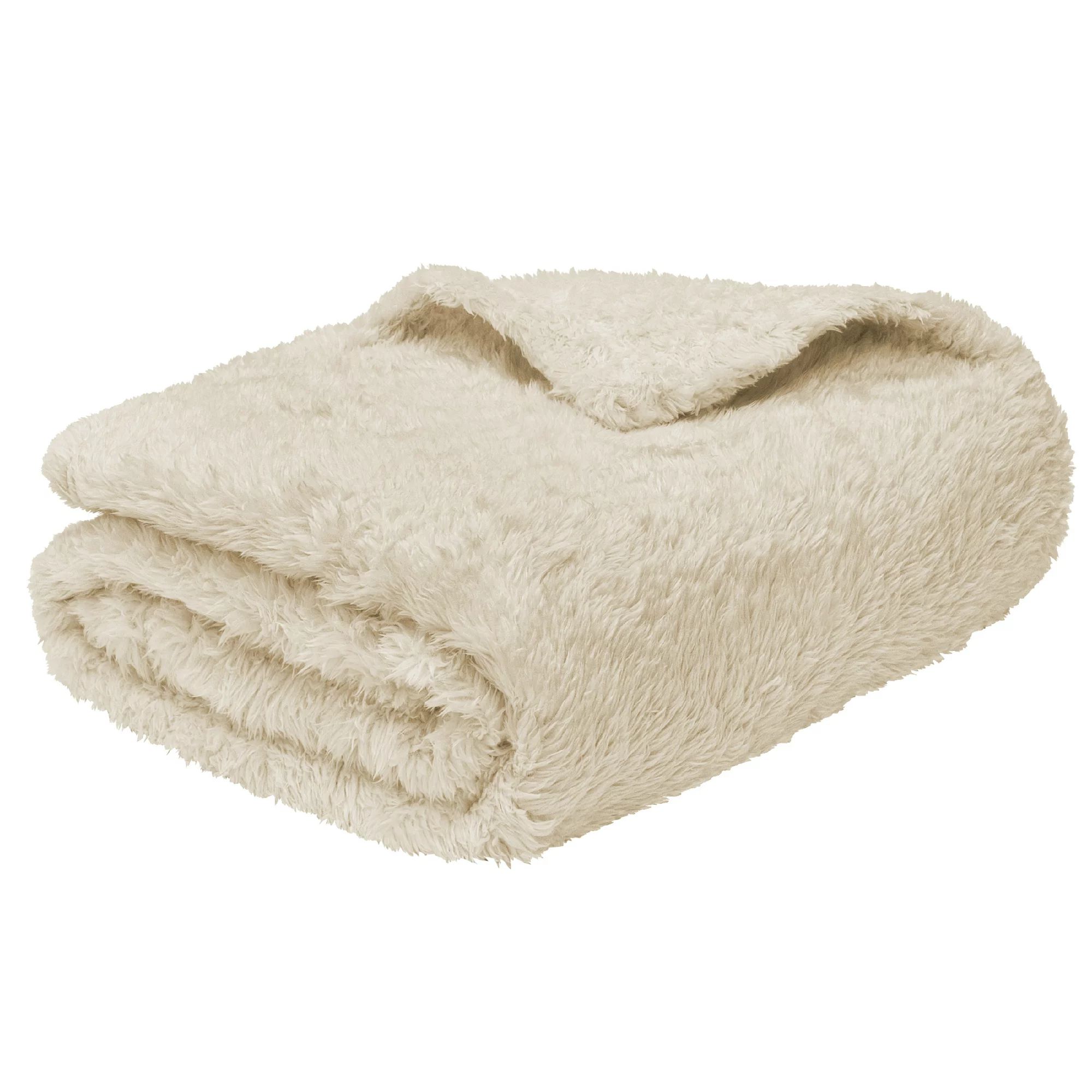 PAVILIA Beige Ivory Plush King Blanket for Bed, Sherpa Soft Cozy Blanket and Throw for Sofa Couch... | Walmart (US)