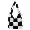 LoyGkgas New Women Plush Fur Handbag Winter Large Capacity Top-handle Bag (Checkerboard) | Walmart (US)