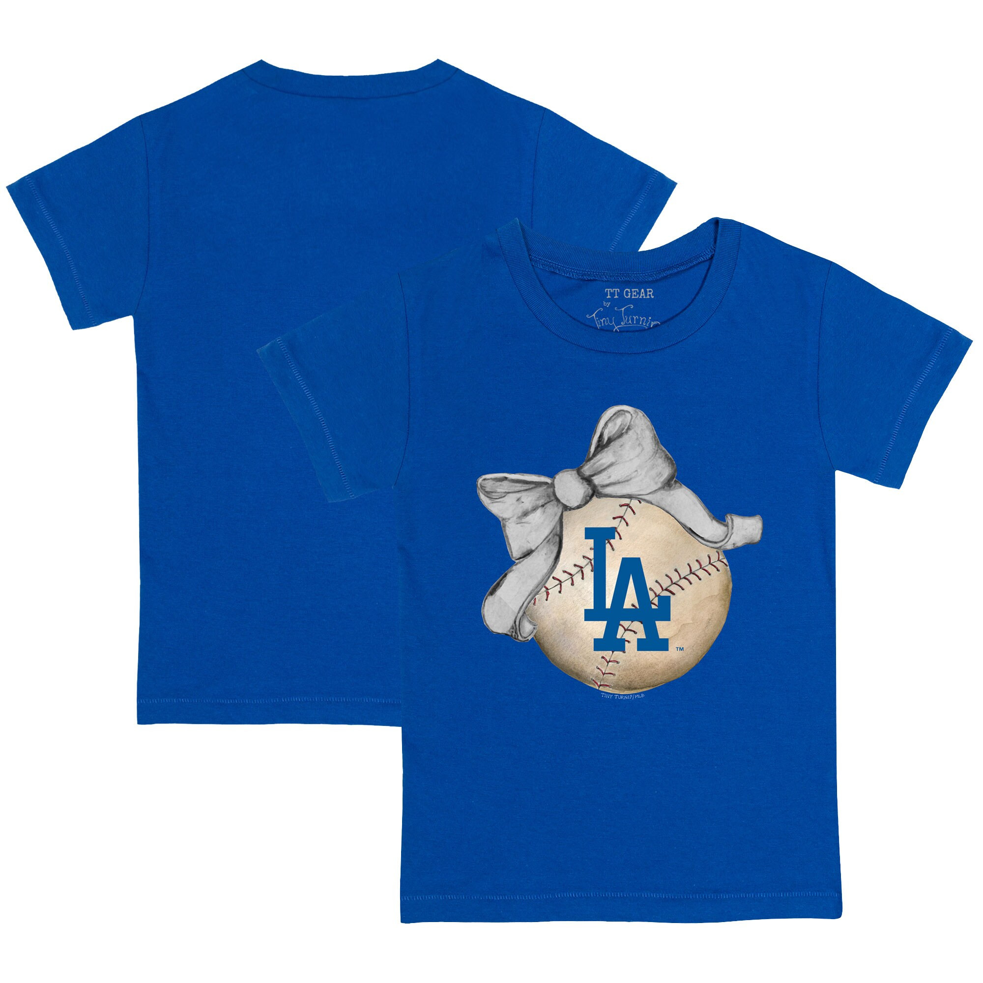 Los Angeles Dodgers Tiny Turnip Toddler Baseball Bow T-Shirt - Royal | Fanatics