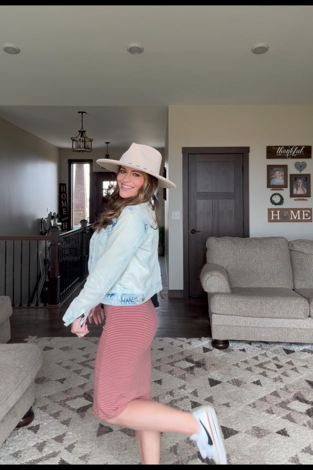 Casual or dressy? I love these sneakers paired with this outfit. It kind of dresses it down a little but then the hat gives it a little something extra. I was able to find links for all but the dress and the Jean jacket since they came from a boutique but I linked ones that would look just as cute 🌸#walmartpartner#amazoncreator#graphictee#maurices#mnboutique#shopsmall#lynnleeboutique 

#LTKBeauty #LTKStyleTip