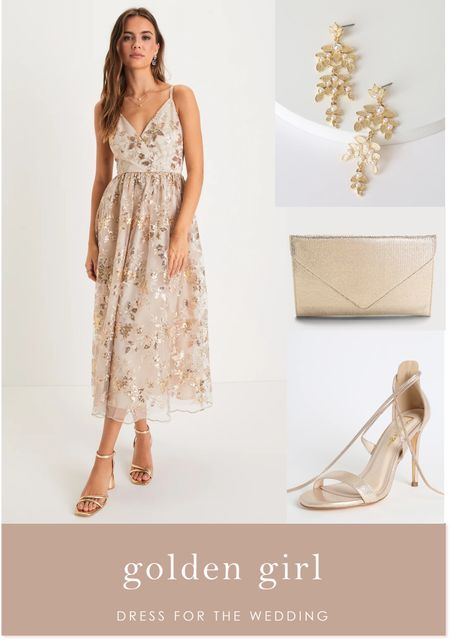 Holiday party outfit gold dress sparkly dress midi dresses lace dress midi dress gold earrings gold clutch gold sandals Lulus dress winter formal outfit winter semi fun dress for wedding 

#LTKwedding #LTKparties #LTKHoliday