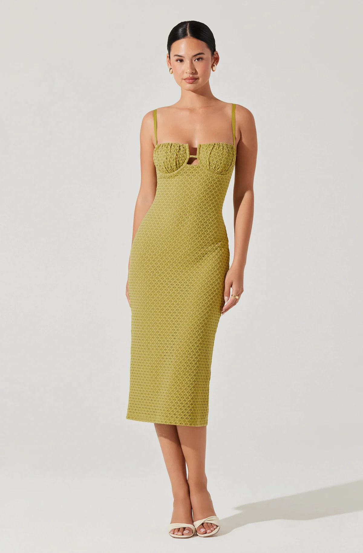 Jaida Bustier Bodycon Midi Dress - Avocado / M | ASTR The Label (US)
