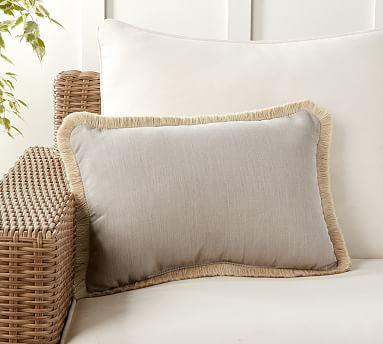 Sunbrella® Solid Fringe Outdoor Lumbar Pillow | Pottery Barn (US)
