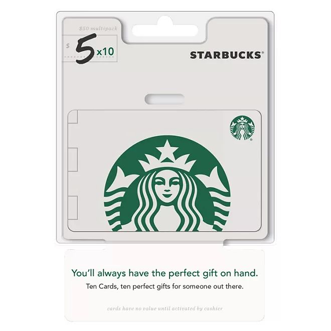 Starbucks $50 Value Gift Cards - 10 x $5 | Sam's Club