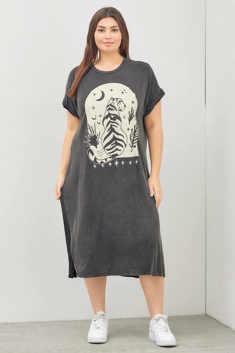 Midnight Tiger tee shirt Dress | Fox and Wit Boutique