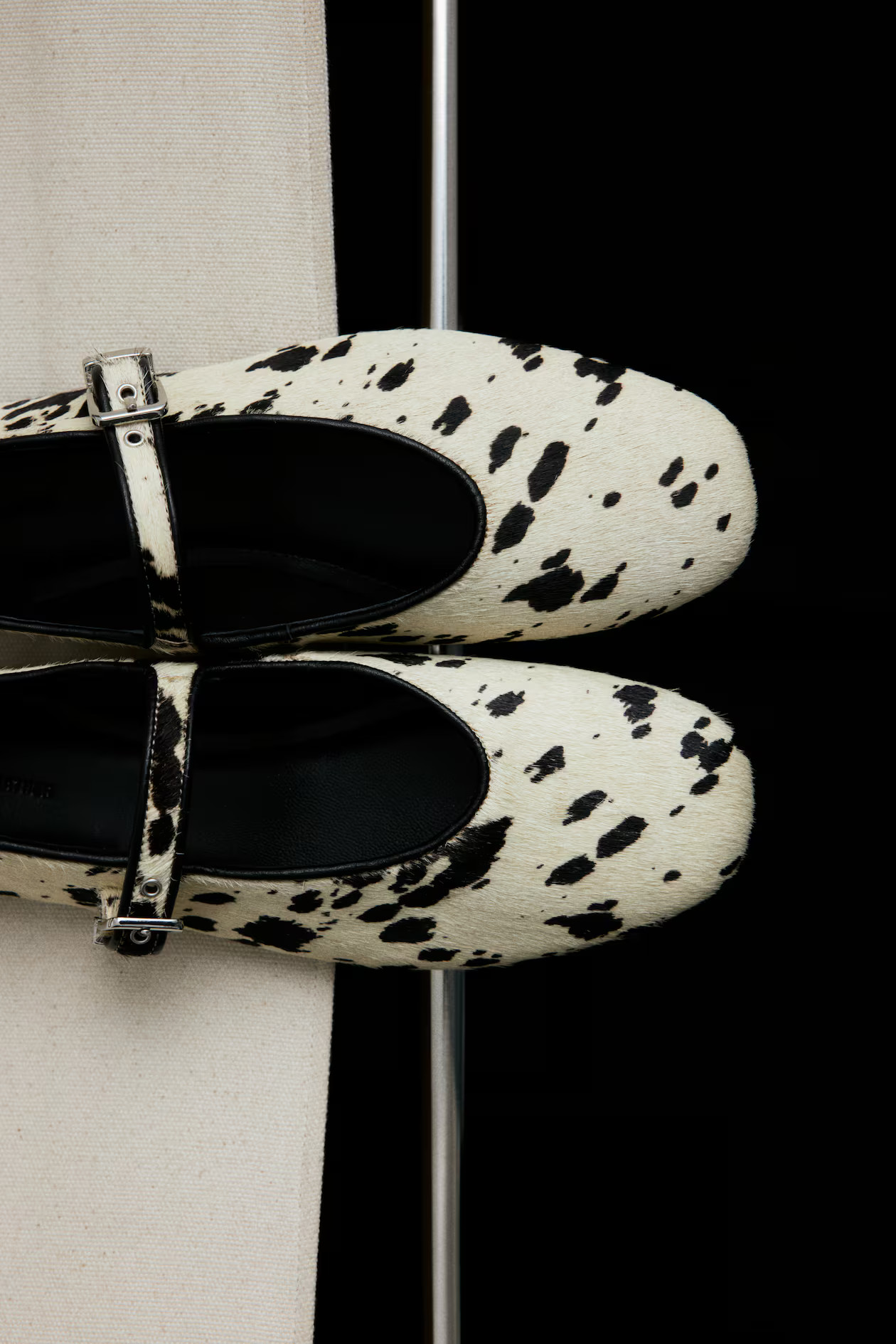 Leather Mary Jane Flats - Cream/cowhide print - Ladies | H&M US | H&M (US + CA)