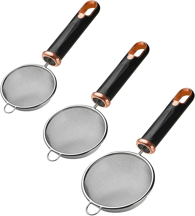 304 Stainless Steel Fine Mesh Strainers, Set of 3 Sizes Strainer for Kitchen, Wire Sieve Strainer... | Amazon (US)