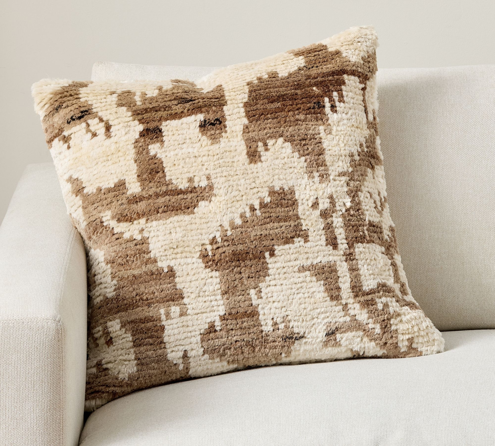 Reign Ikat Pillow Cover, 22"", Mocha/Ivory | Pottery Barn (US)