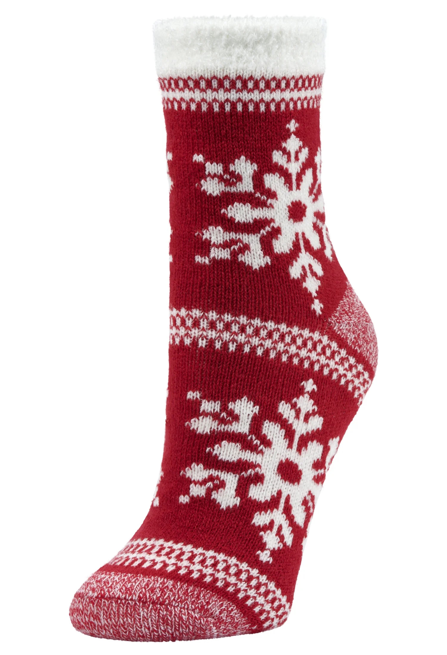 Airplus Double Layer Aloe Red Snowflake Crew Socks, Women's 5-10, 1 pair | Walmart (US)