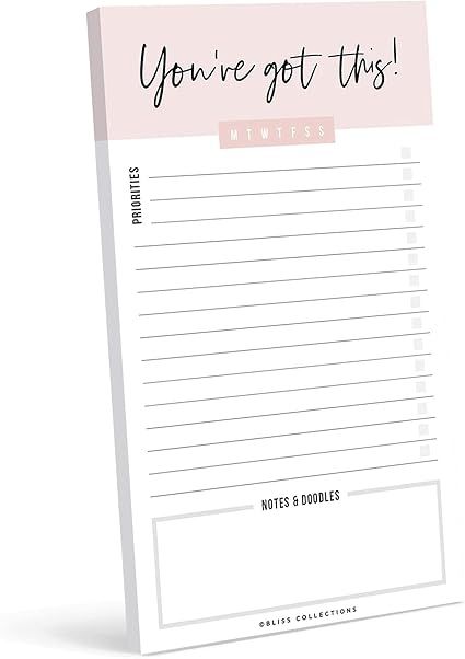 Bliss Collections Motivational Daily To Do List Notepad, You've Got This Tear-off Pad, Memo Pad f... | Amazon (US)