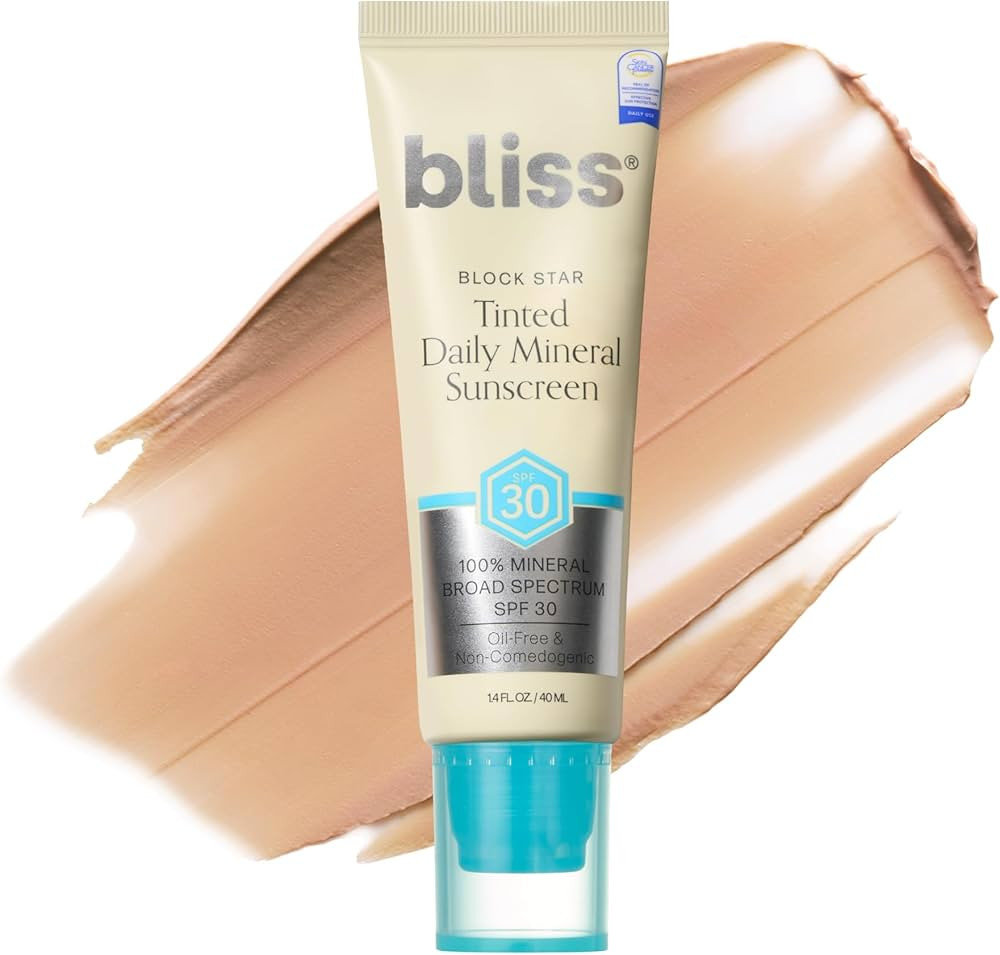 Amazon.com: Bliss Block Star SPF 30 Daily Tinted Mineral Sunscreen with Zinc Oxide - All Skin Ton... | Amazon (US)