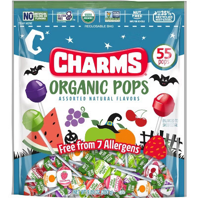 Charms Organic Halloween Chewy Gummy Pops Candy - 9.89oz/55ct | Target