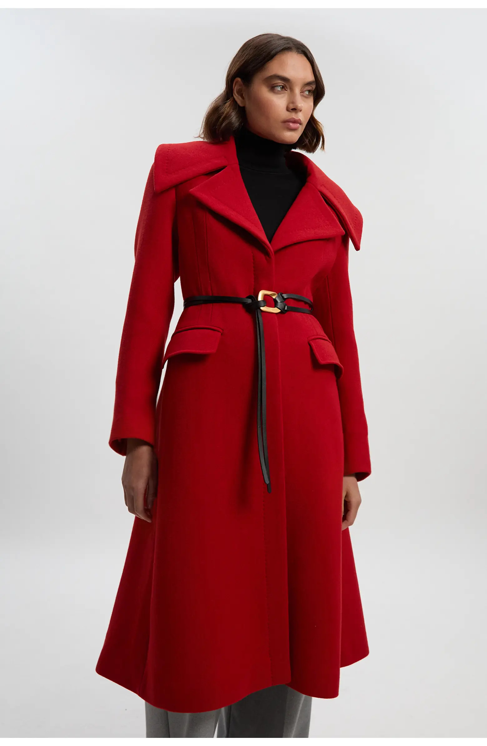Wool Shawl Collar Belted Midi Coat | Nordstrom