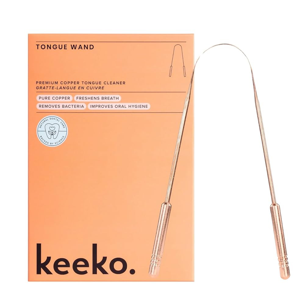 Keeko Premium Copper Tongue Cleaner for Adults, 100% Pure Copper Tongue Scraper Brush Cleaner Des... | Amazon (US)