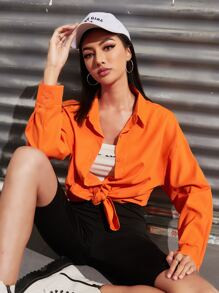 Solid Drop Shoulder Button Up Oversized Shirt
   SKU: sw2202222619051565      
          (2635 Re... | SHEIN