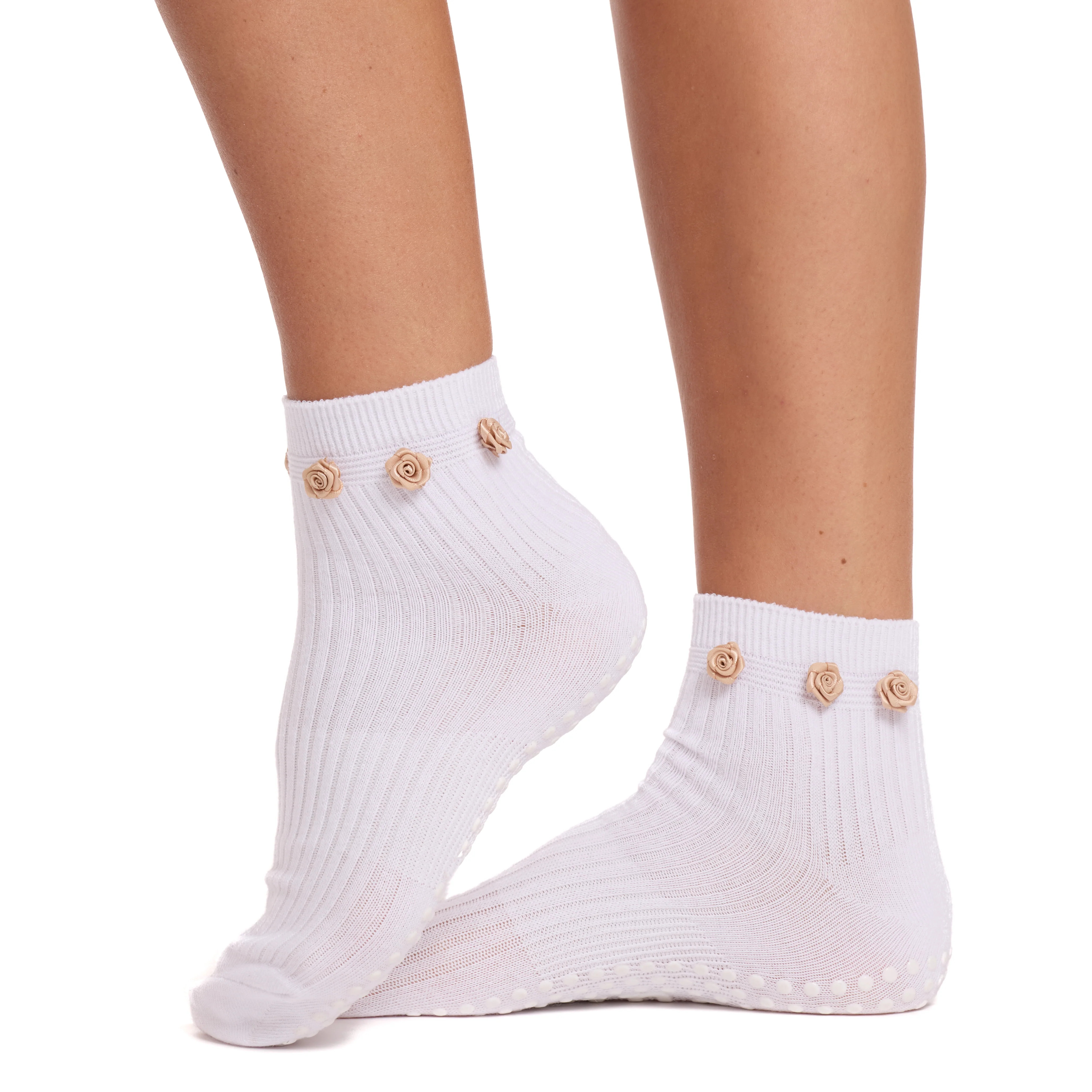 White Flower Grip Sock | Souls.