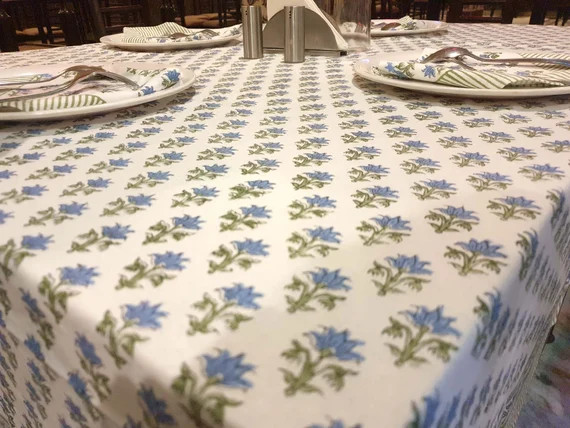 Indian Block Print Tablecloth Floral Cotton Table Cover | Etsy | Etsy (US)