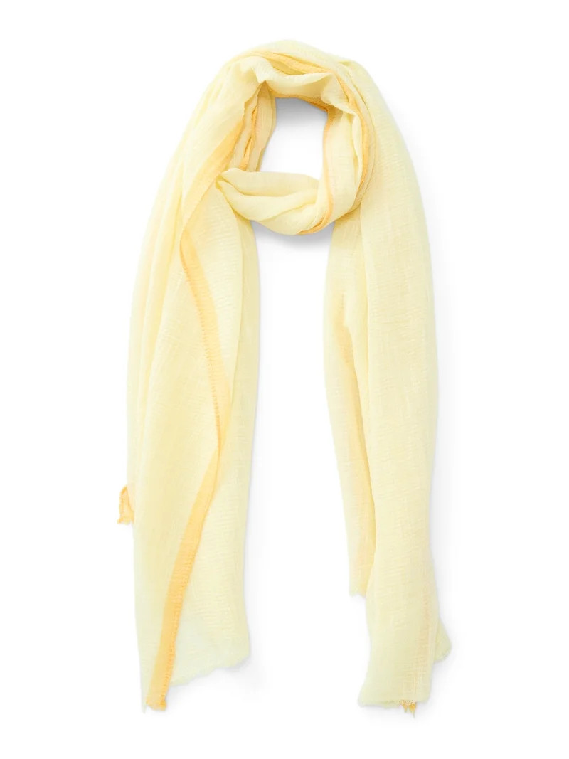 Time and Tru Women's Character-Inspired Oblong Crinkle Scarf with Fringe, Buttercream/Saffron Gol... | Walmart (US)