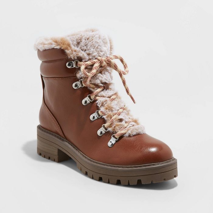 Women's Lindy Faux Fur Hiking Boots - A New Day™ | Target