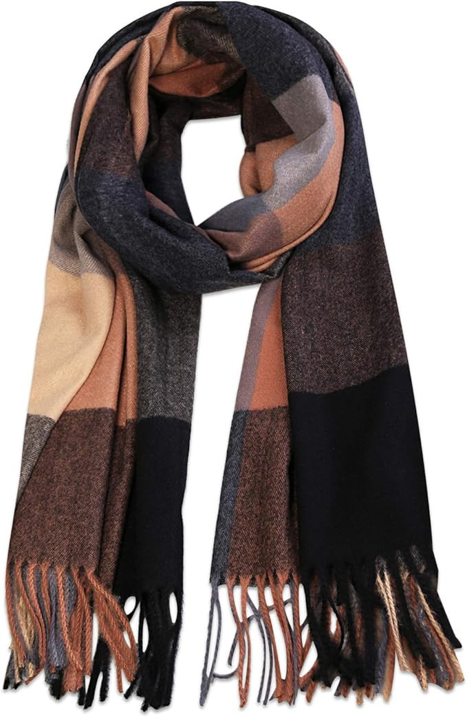 SOJOS Classic Plaid Tartan Scarf for Women Men Soft Check Tassel Scarves SC316 | Amazon (US)
