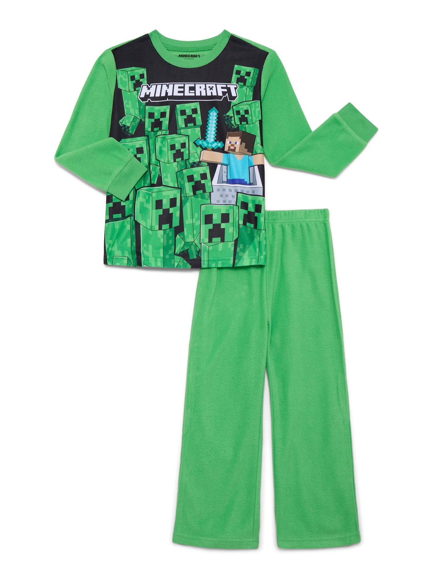 Minecraft Boys Long Sleeve Top and Pants, 2-Piece Pajama Set, Sizes 4-16 - Walmart.com | Walmart (US)